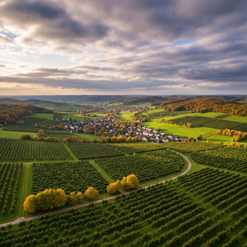 Hessische Landschaft mit Apfelgärten